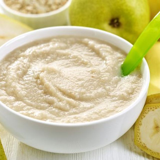 Quick and easy pear, peach and banana puree