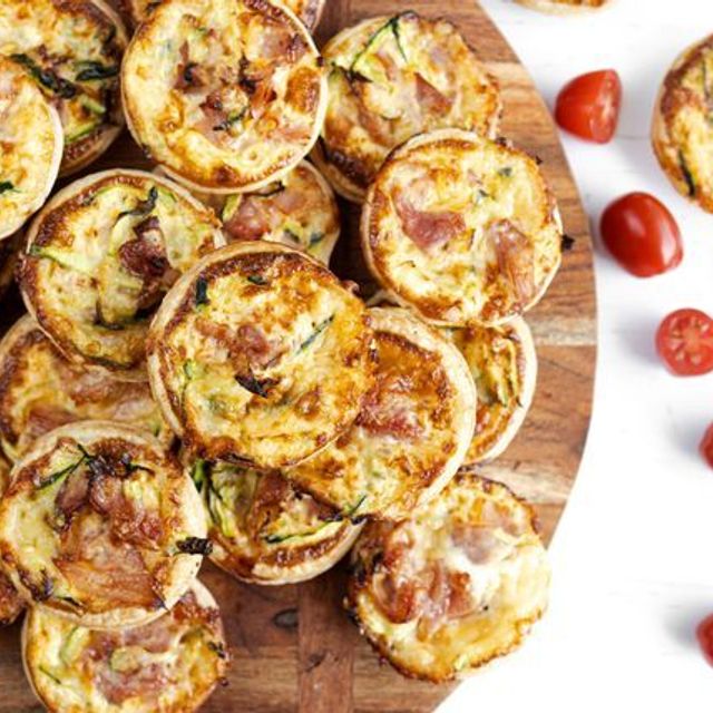 Mini ham and zucchini quiches